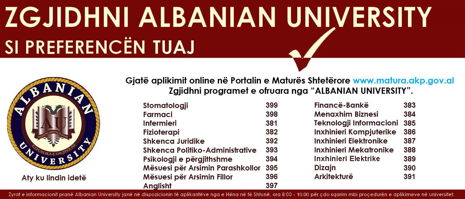 Choose Albanian University for Year 2017-2018